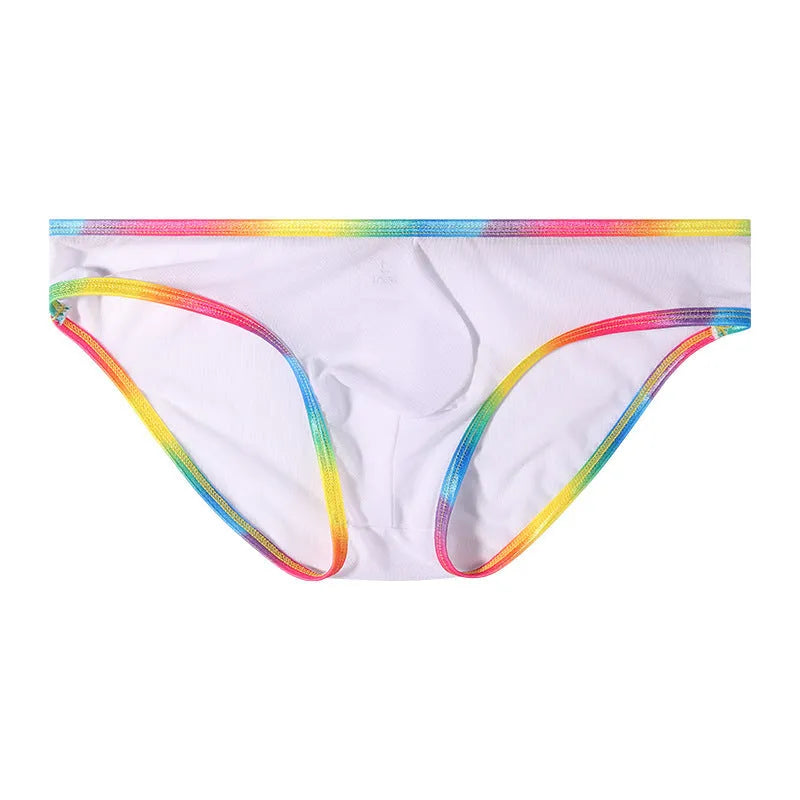 Mesh transparent women's briefs in multiple colours showing knitted nylon fabric.