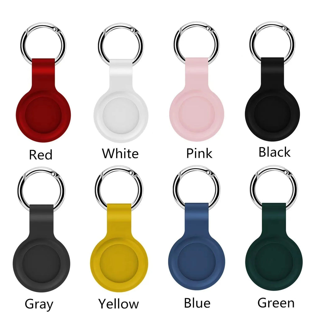 Silicone protective case for Apple AirTag with metal snap button keychain in various colours