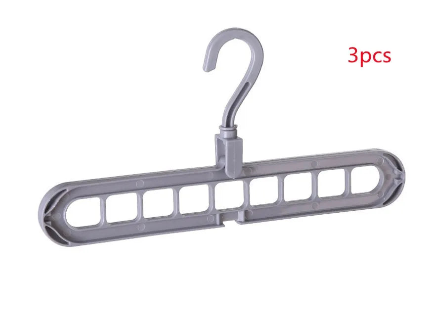Plastic clothes hanger organiser with rotating hook in various colour options on white background