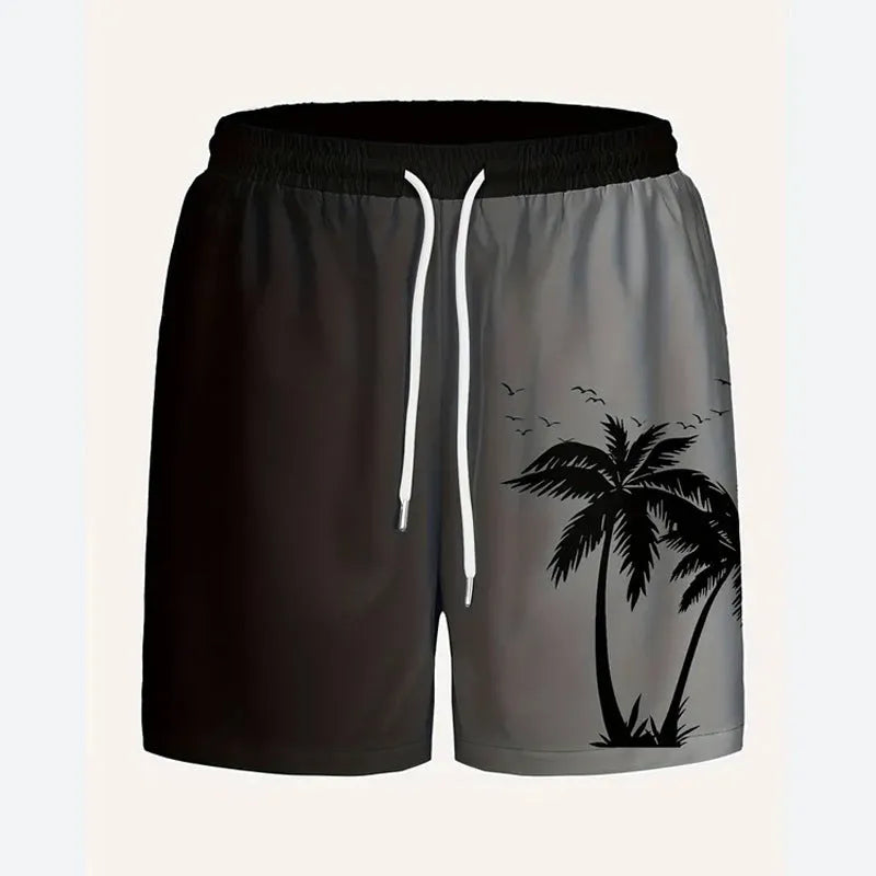 Men's loose fit casual beach trousers in lightweight polyester fabric on a plain background