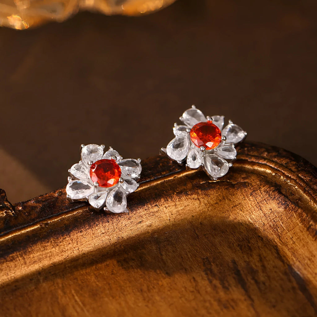 Retro geometric women's earrings with U-shaped quadrilateral design in platinum-finished 925 silver