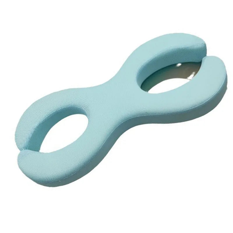 Blue cylindrical memory foam cervical pillow for neck support, shown in 6cm and 9cm thickness options.