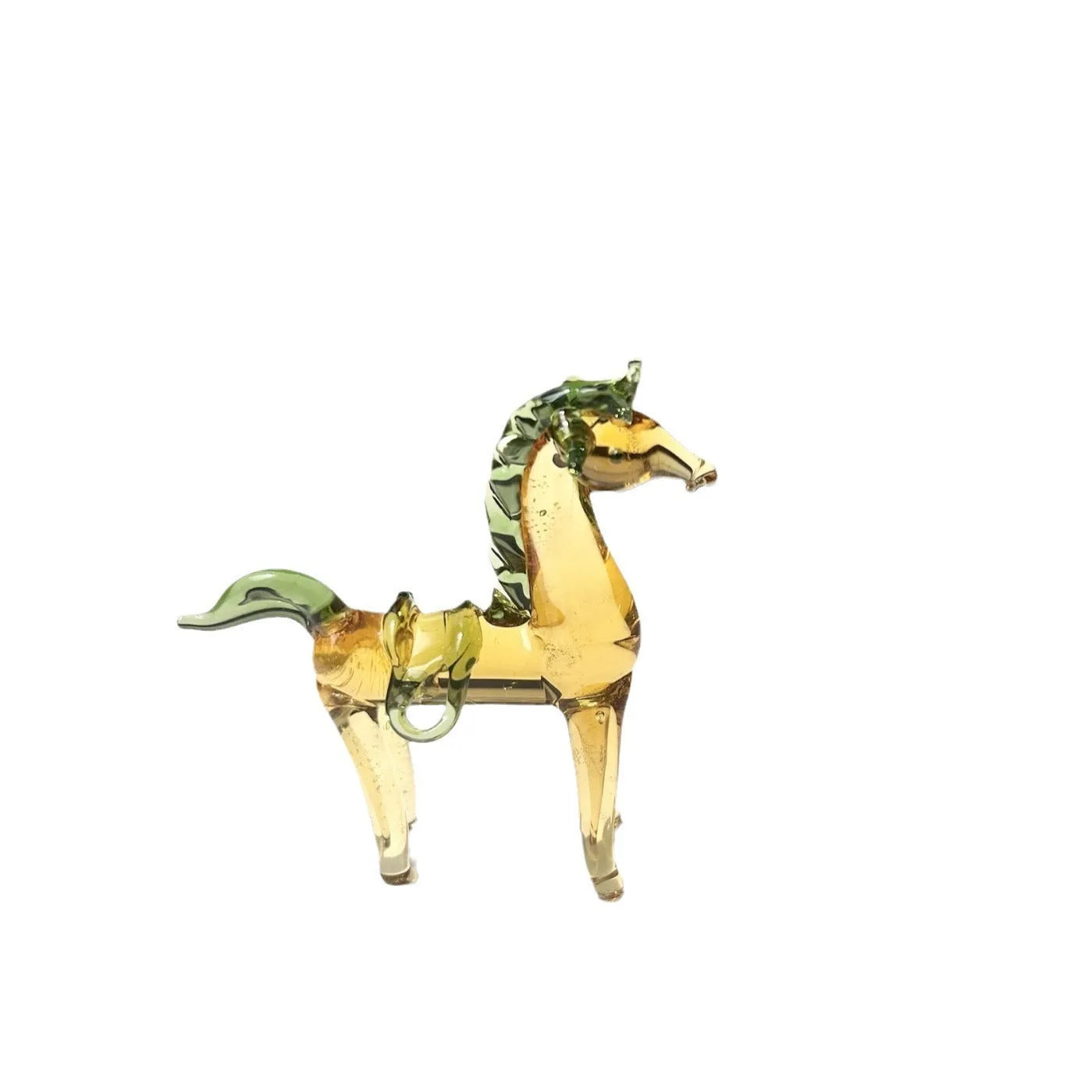 A smooth glazed horse figurine ornament in a modern minimalist style on a table.