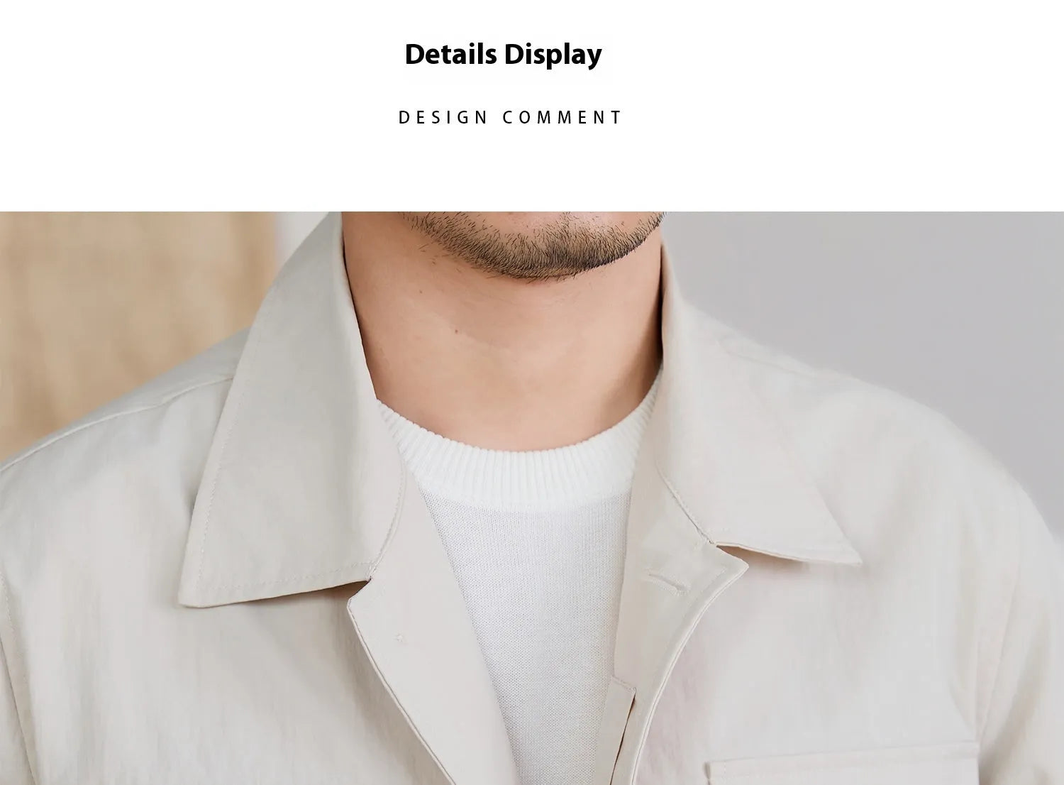 Men's retro casual multi-pocket jacket in beige made of 100% polyamide nylon