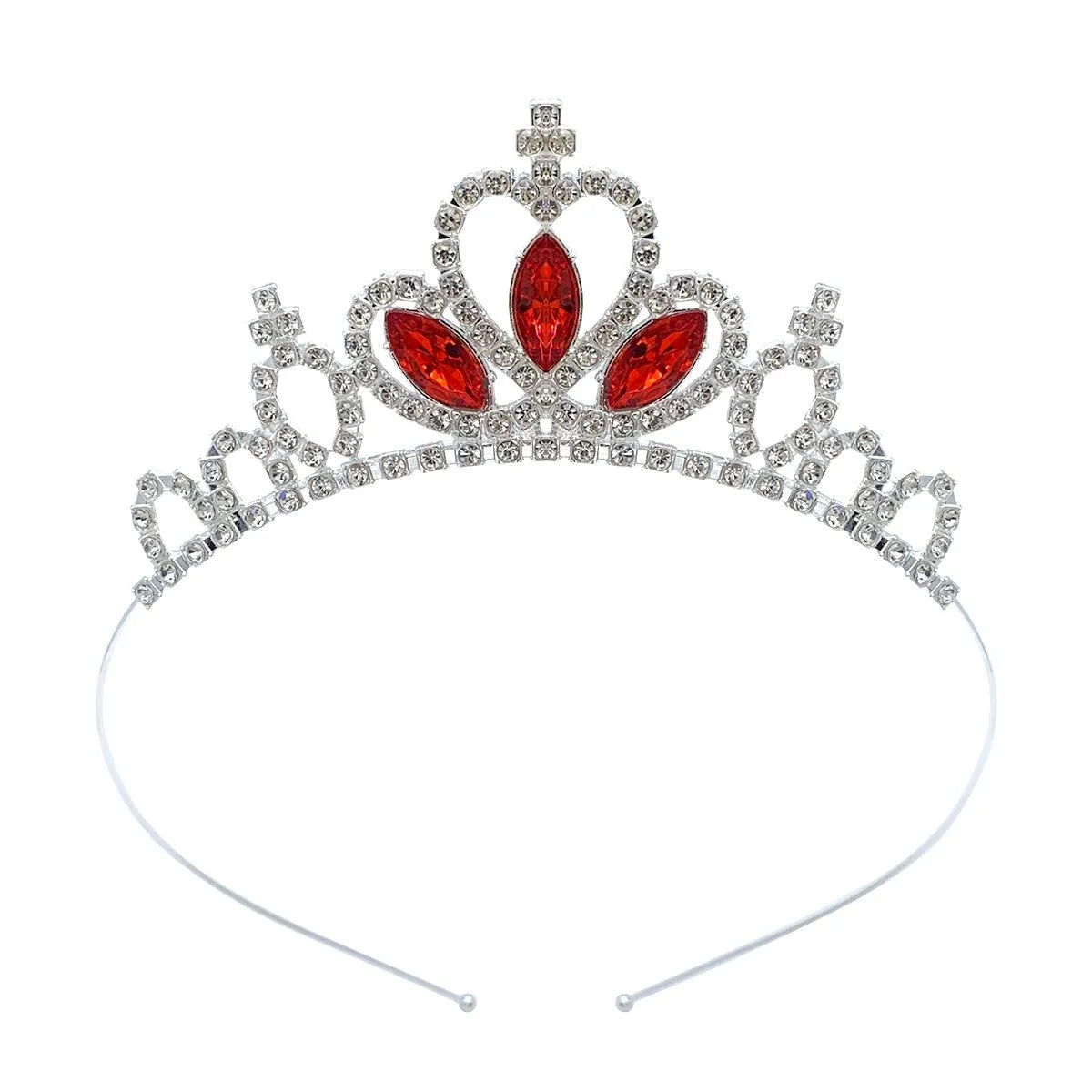 Girl's electroplated alloy princess crown headdress in gold and silver colour variations for birthday parties