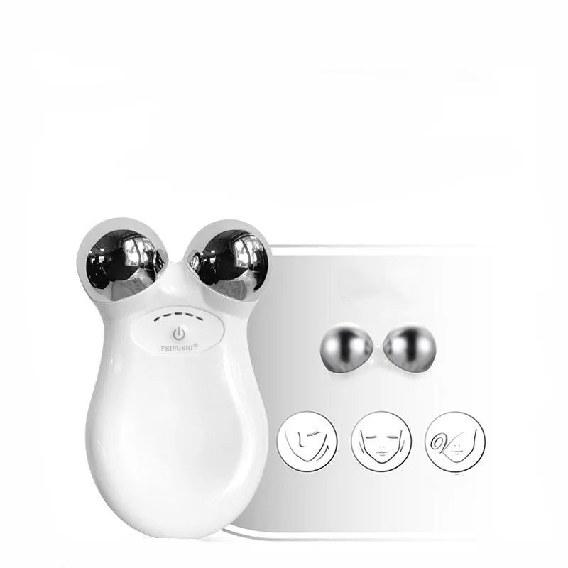 Pink and white microcurrent facial lifting device for skin firming treatments