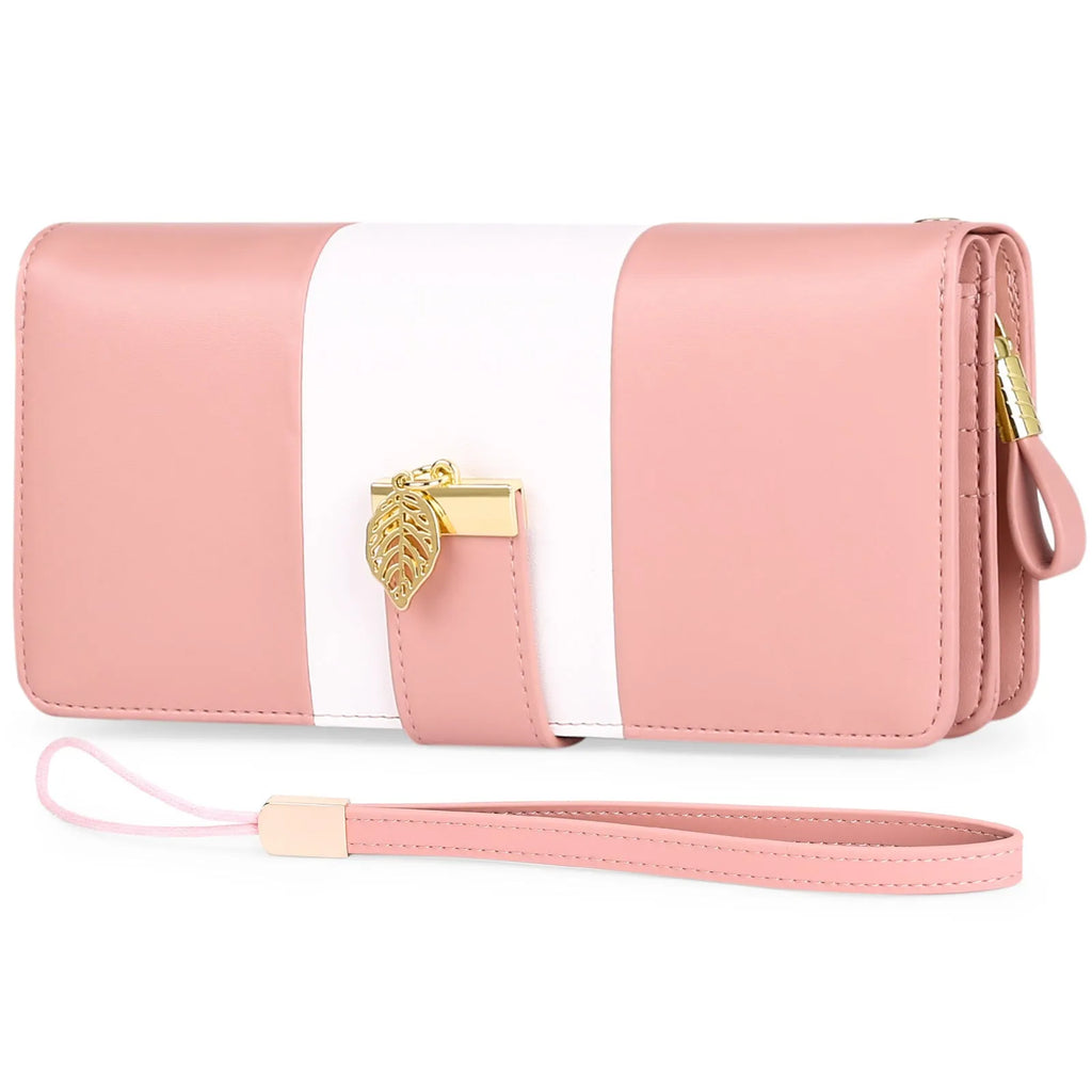 Midnight black PU leather anti-theft clutch bag with zip open, showing fold-out wallet section and microfiber lining.