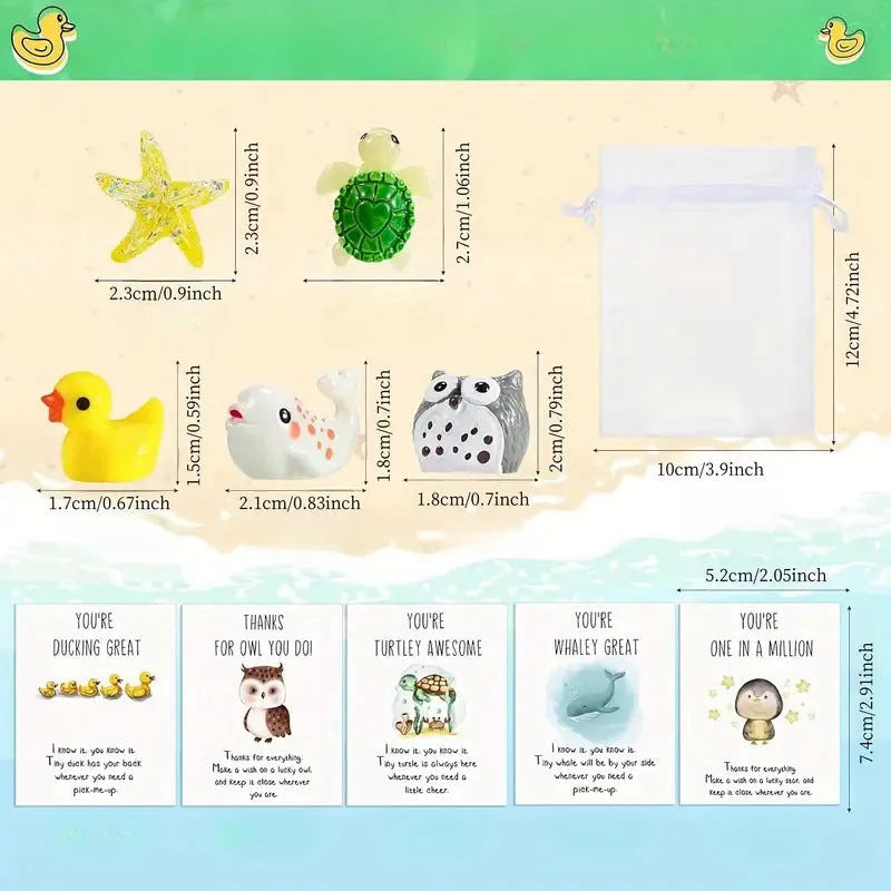 Set of resin memo cards with inspirational pun text, shown in various pack size options.