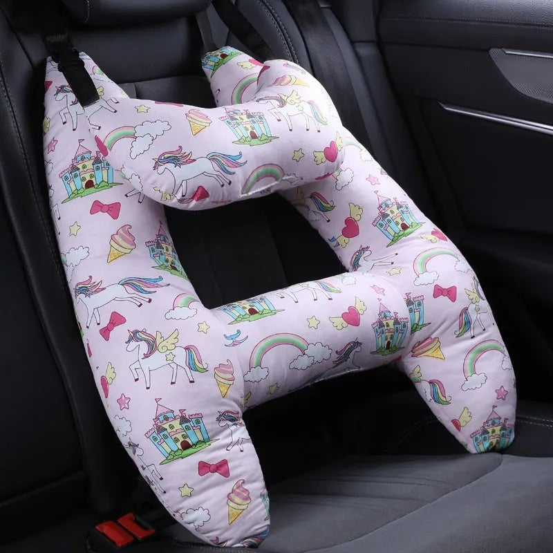 55x70cm car sleeping pillow with printed pattern on pearl cotton fill