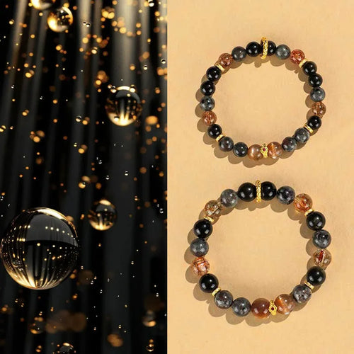 Hand-crafted black Sunstone flame stone Wukong bracelet for women and men