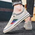Men's knitted mesh casual sneakers with elastic band closure in beige colour