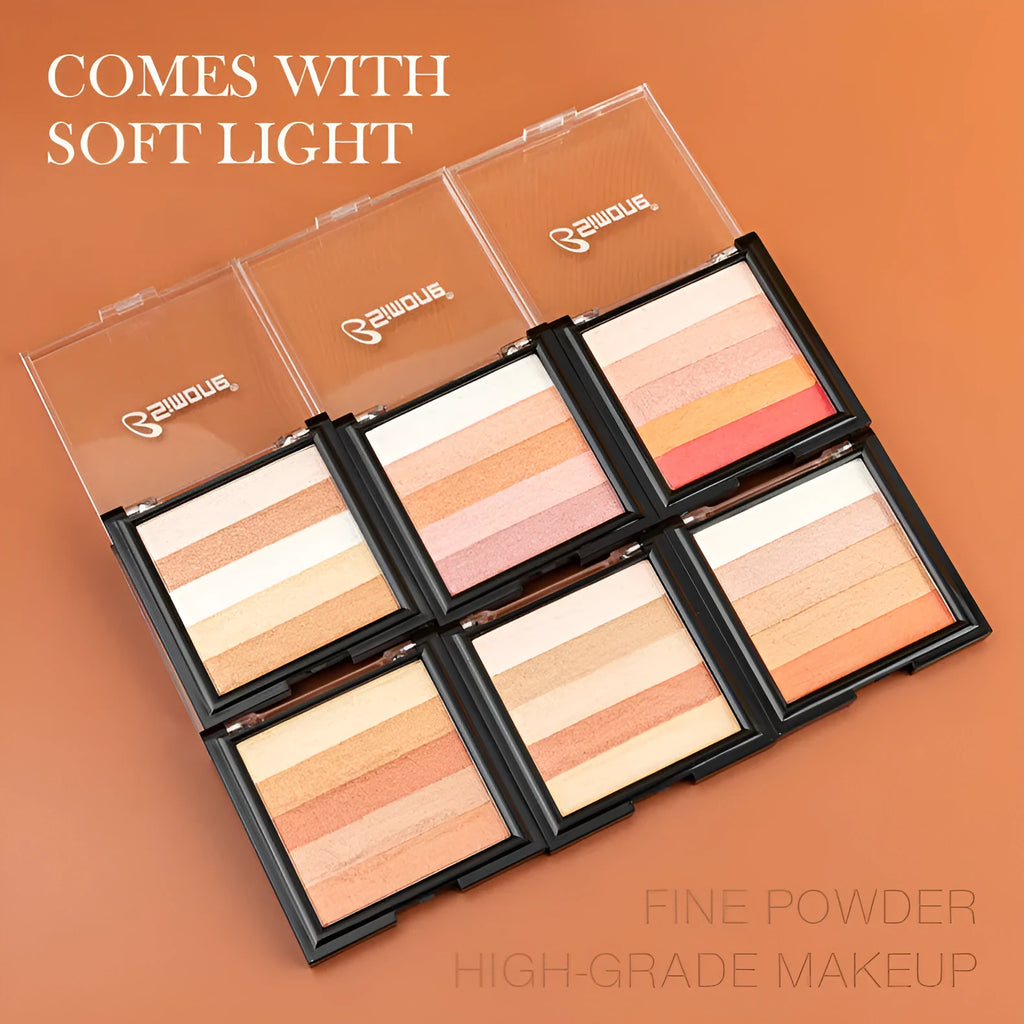 Highlight eye shadow palette with six colour shades for contour brightening and dimensional makeup effects