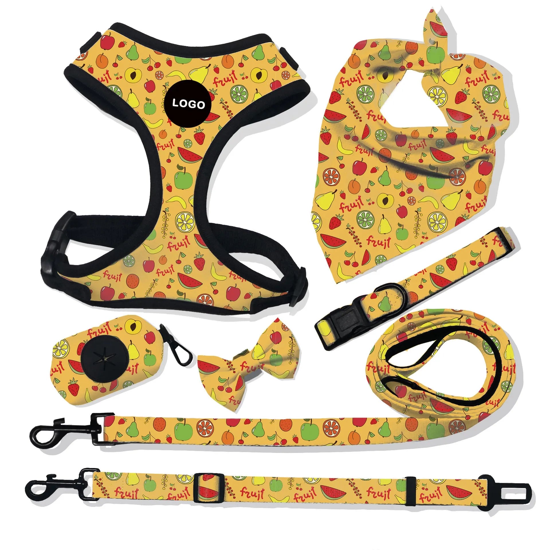 Cloth breathable dog harness leash set with traction rope in Style 1 print