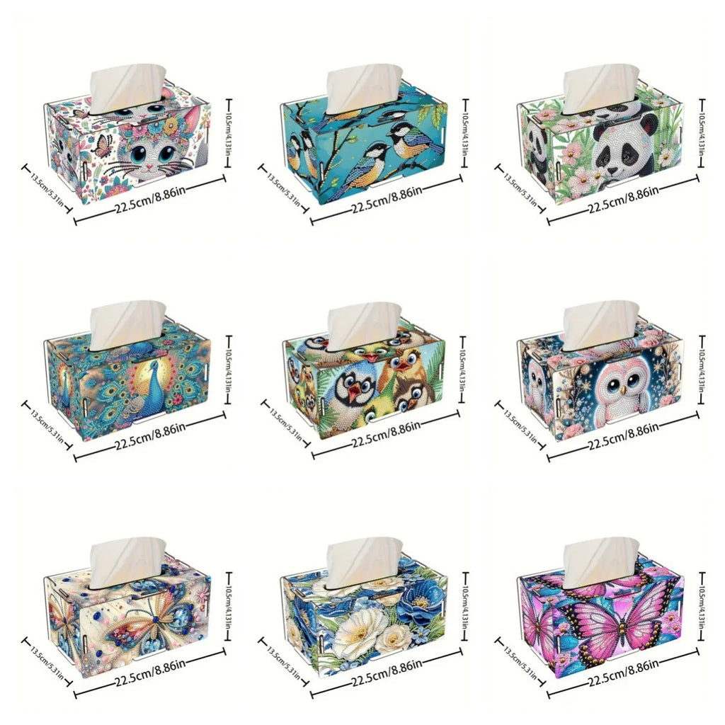 Handmade diamond painting mosaic tissue box cover wooden frameless modern simplicity style