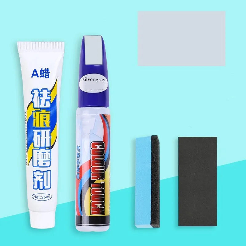 Automotive paint repair kit with touch-up pen, Scratch A wax, sponge, and sandpaper for car scratch repair