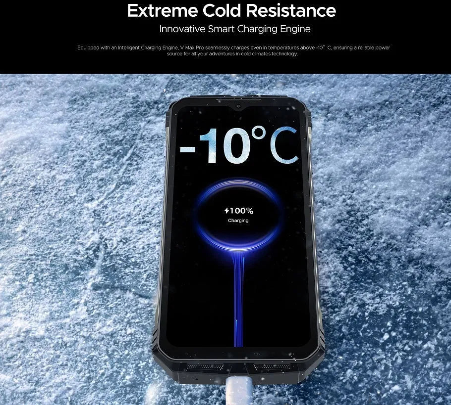 VMAX PRO black and grey plastic smartphone with included charger