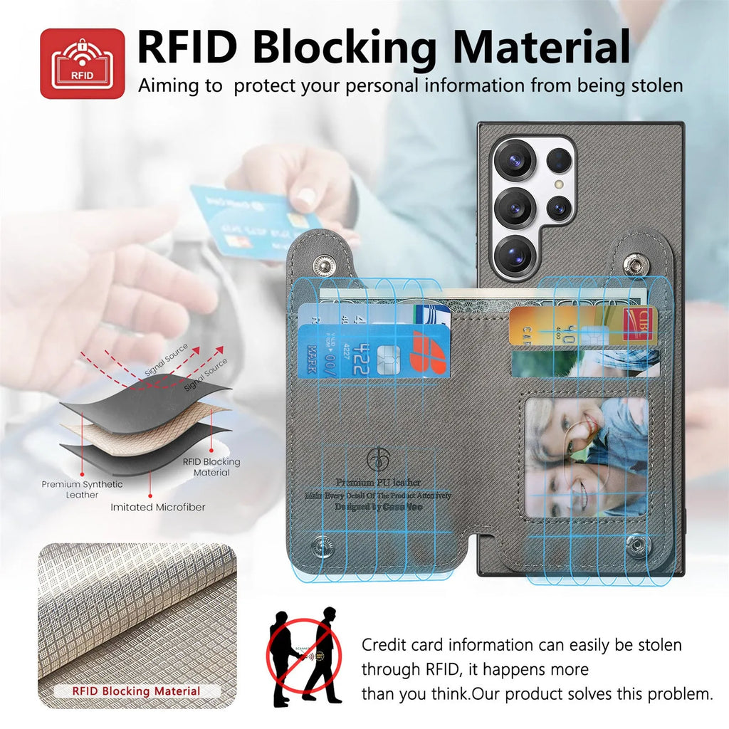 Multifunctional blue leather wristband wallet card holder phone case with kickstand for Samsung