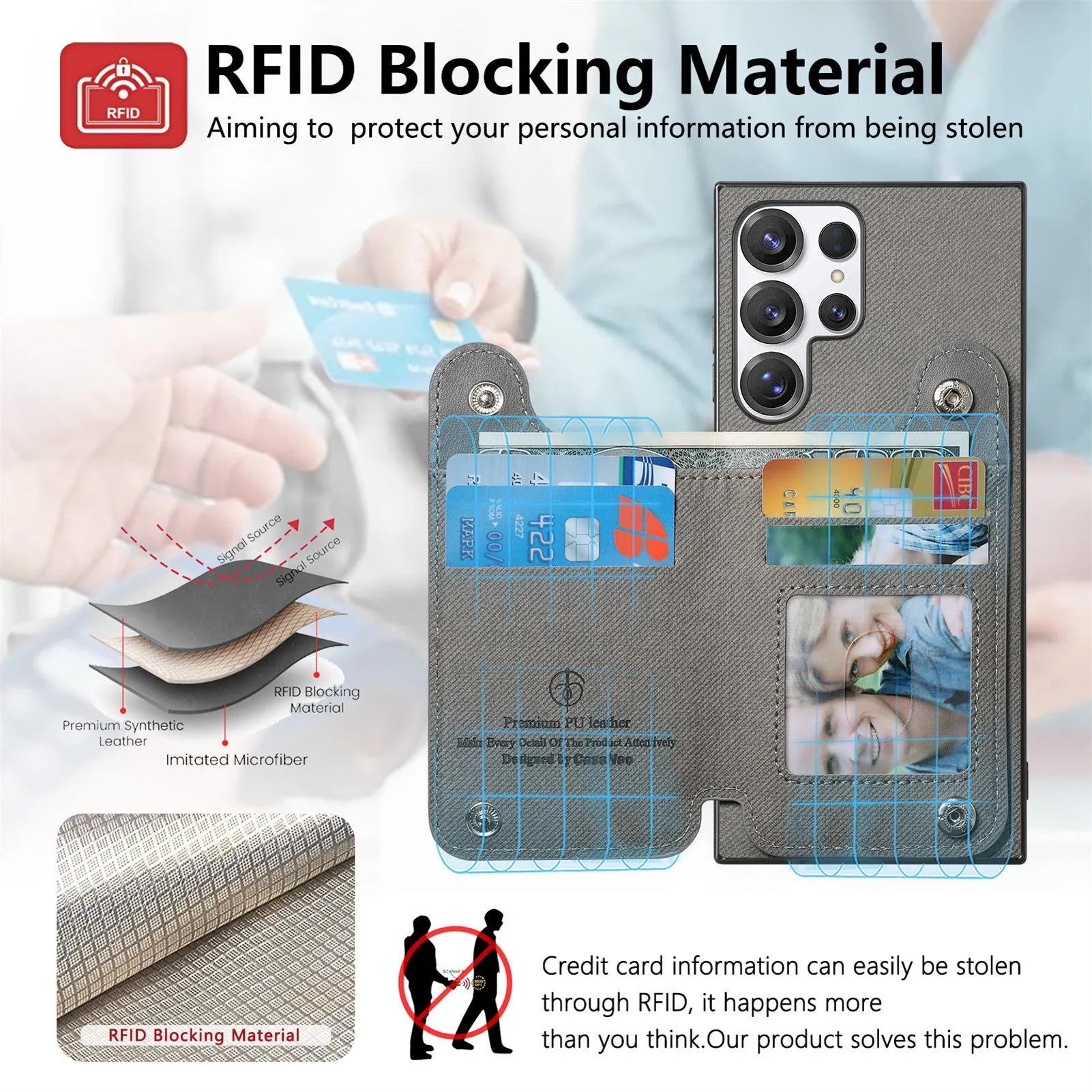Multifunctional blue leather wristband wallet card holder phone case with kickstand for Samsung