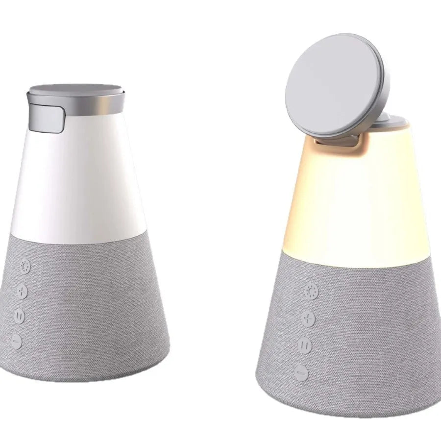 Gray 3-in-1 magnetic wireless charging Bluetooth speaker night light with lithium battery and 15W rated power