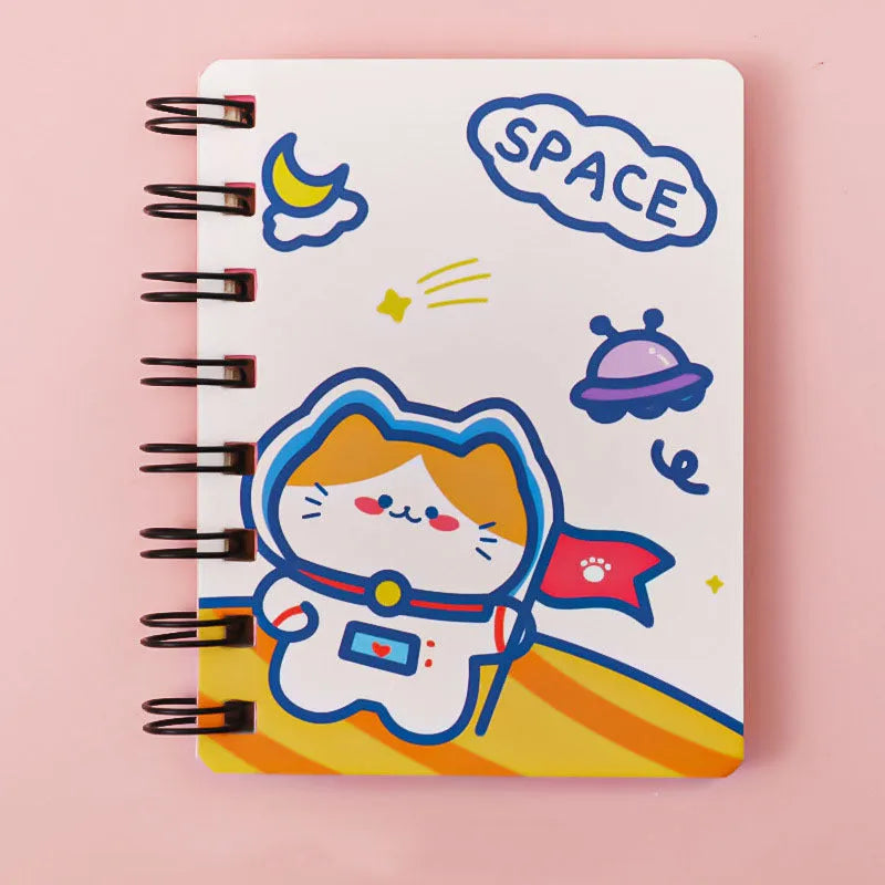 Astronaut series flipped pocket notebook in 10.5 by 8 cm size showing four cover colour options.