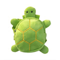 Turtle-shaped velvet pet backpack harness for small dogs and cats with metal zipper closure