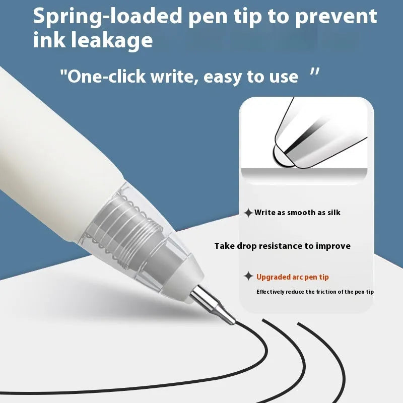 Quick-drying 500m pen refill in black, blue, ink blue, and red colours from a 10-bag pack.