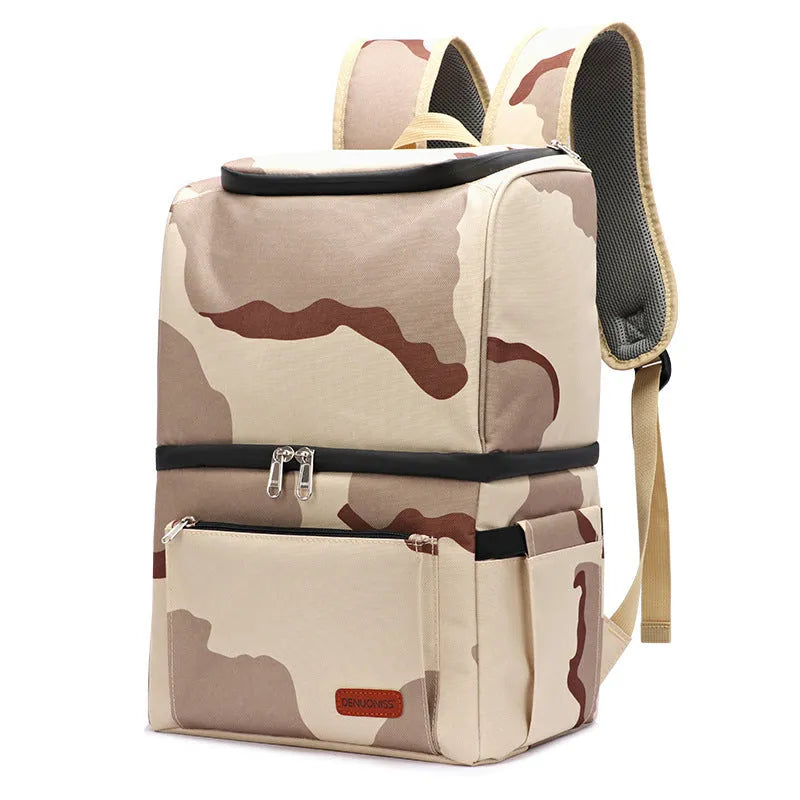 Double layer insulated backpack cooler with 22L capacity in waterproof Oxford cloth
