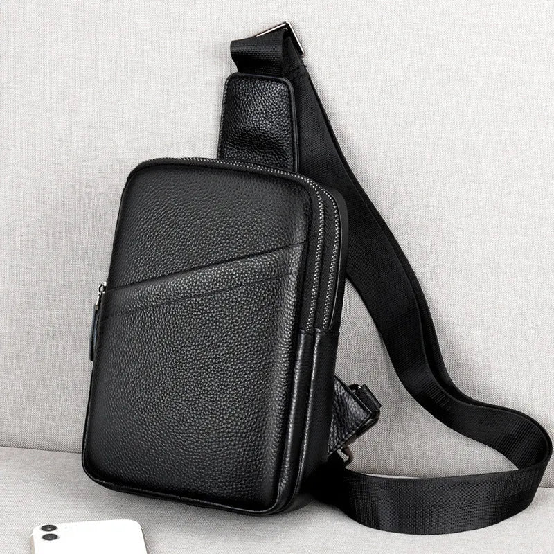 Men's genuine leather crossbody shoulder bag in urban simplicity style