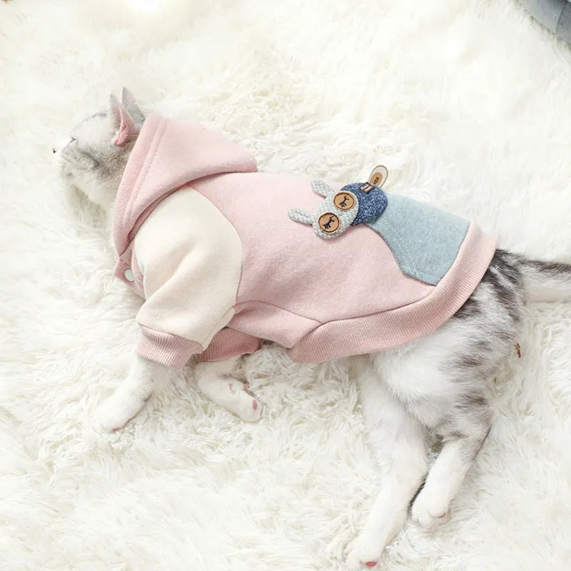 Brown cotton dog sweatshirt pet clothing shown on a canine model