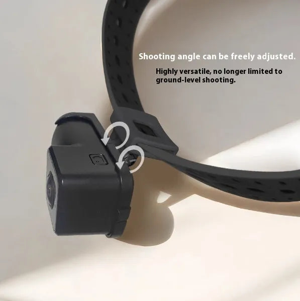 Black wifi camera neckband recorder showing compact design and front-facing lens for hands-free 1080P video capture.