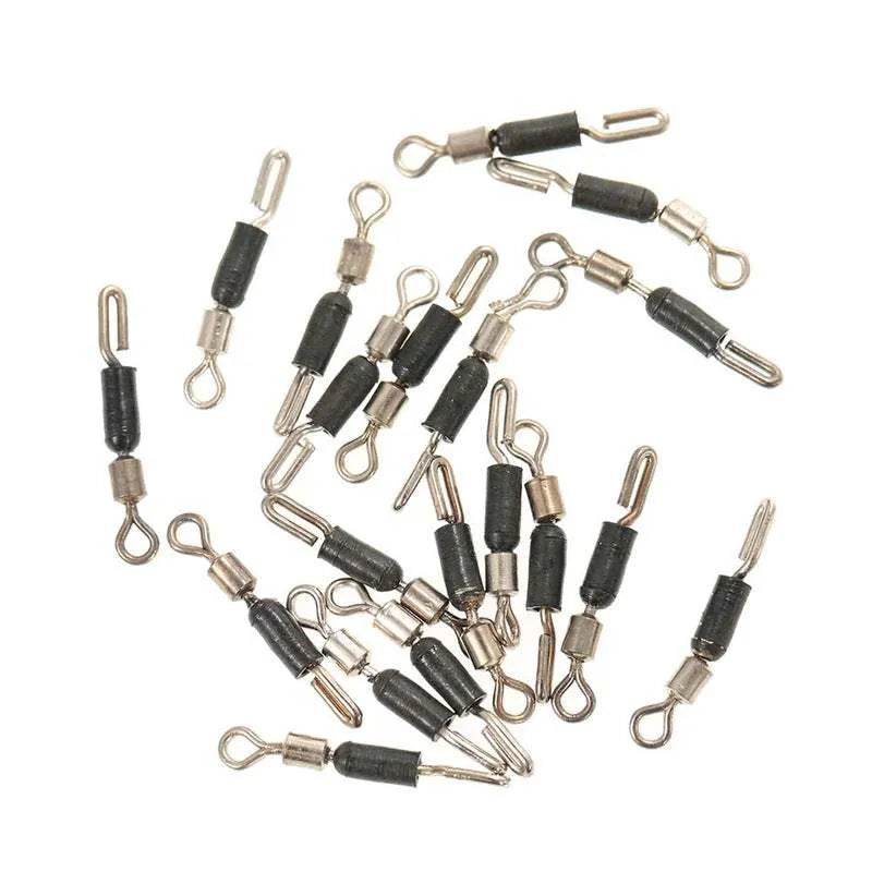 Fishing swivel pin with wire clip and silicone opening mechanism in three available sizes