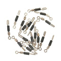 Fishing swivel pin with wire clip and silicone opening mechanism in three available sizes