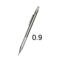 Metal automatic mechanical pencil showing lead size options from 0.3mm to 3.0mm for writing and drafting