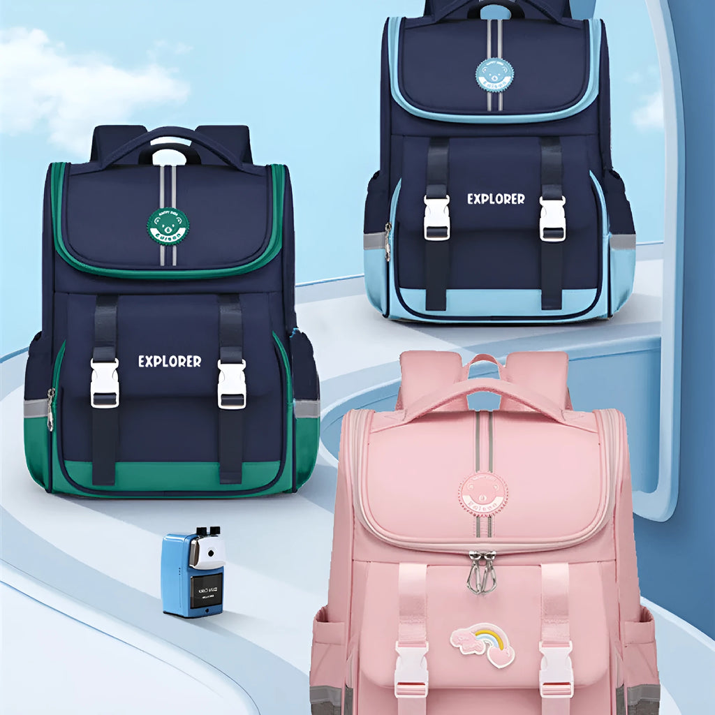Children's cute sweet princess style polyester backpack with curved shoulder strap in cherry blossom pink colour