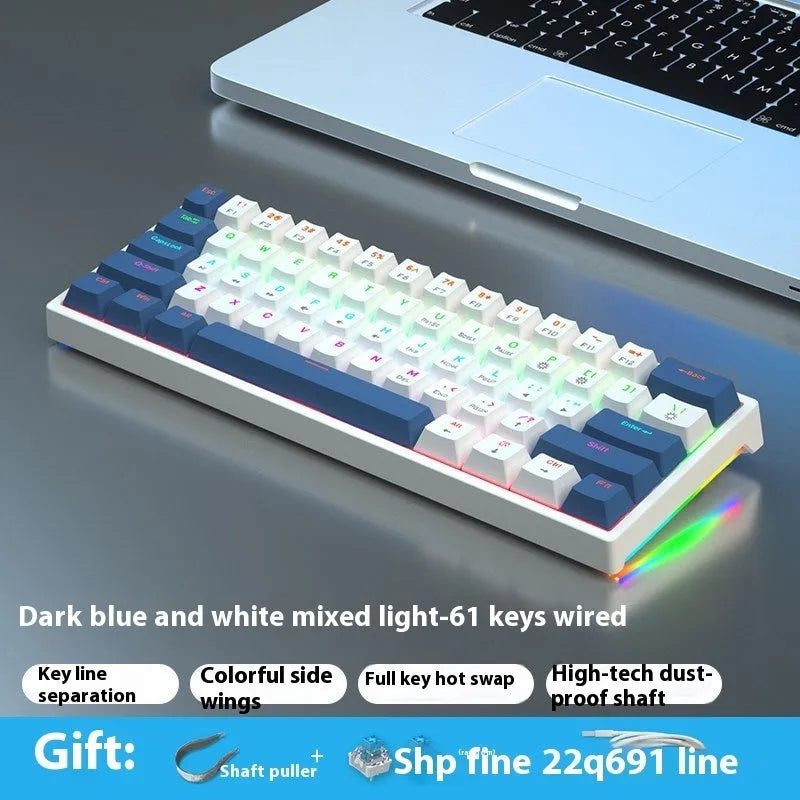 61-key mechanical keyboard with multiple colour options and hot-plug switch functionality
