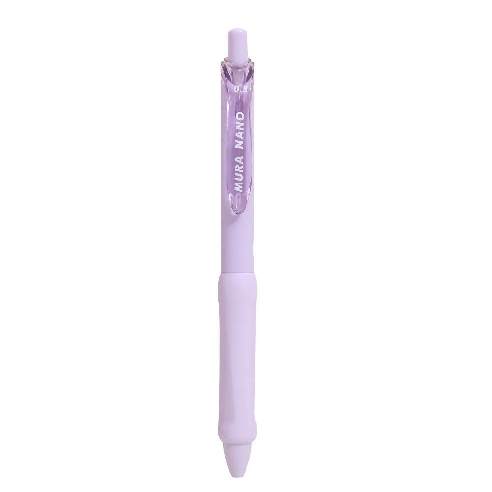 Three macaron-coloured clicker gel pens with 0.5mm fine tips in smoked white, brown, and pink shades