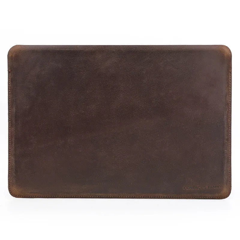 Brown Crazy Horse leather laptop bag for MacBook Pro 13.3 inch horizontal style