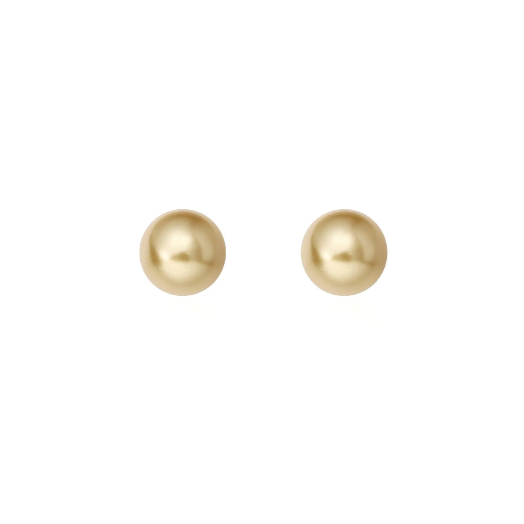 Large pearl stud earrings with a geometric star detail, shown in silver.