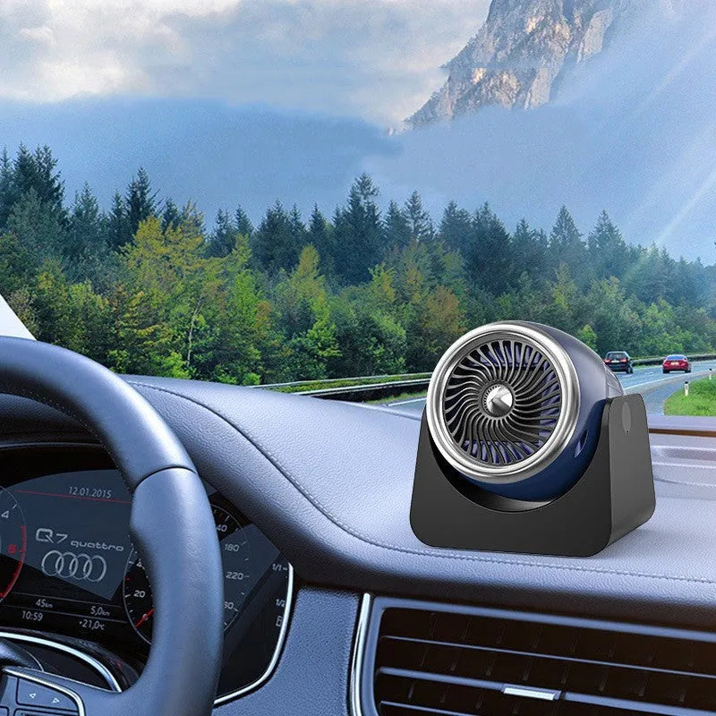 Navy blue 12v car heating fan with cigarette lighter plug for interior warming and windscreen defogging