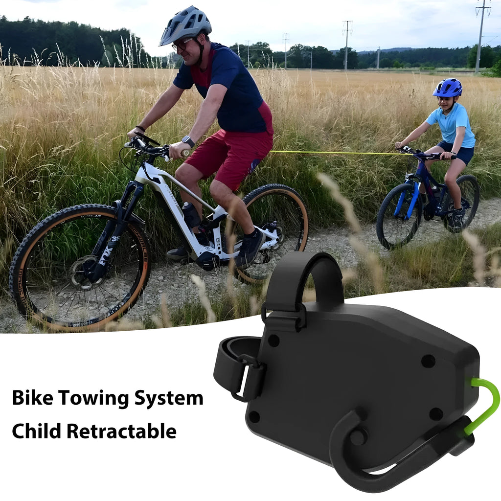 Black plastic and resin bicycle trailer traction rope for connecting trailers to mountain bikes