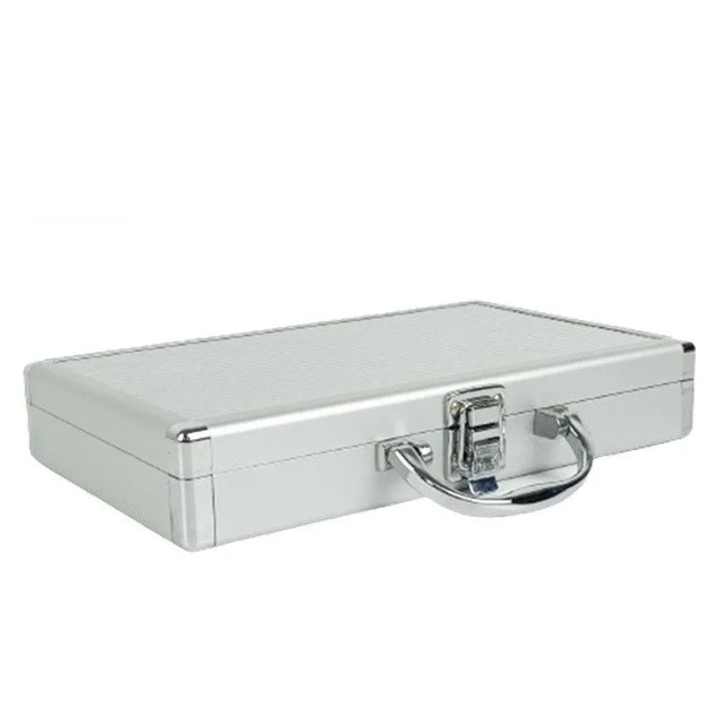 Silver aluminium alloy toolbox with lockable lid, 40x25x15cm
