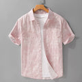 Men's grey white hanging dyed printed cotton cardigan with short sleeves and loose fit