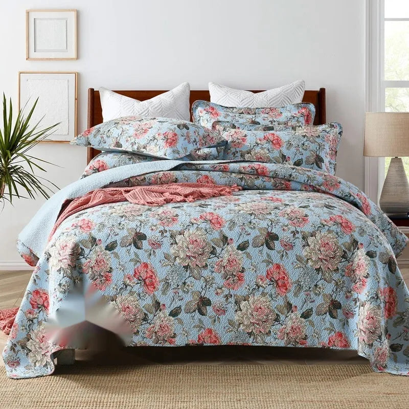 Pure cotton bedspread three-piece set with geometric printed pattern for 1.8 metre bed