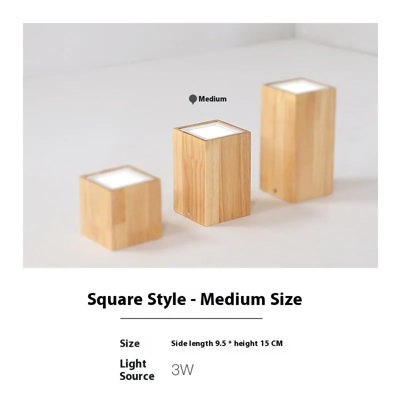 Modern round and square solid wood surface mount downlight for corridor or balcony.