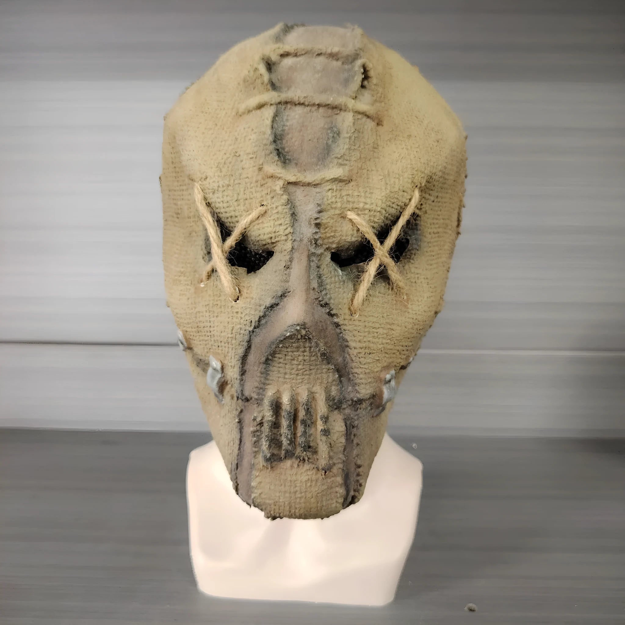 Latex scar skull horror mask head cover for Halloween costumes measuring 31cm tall