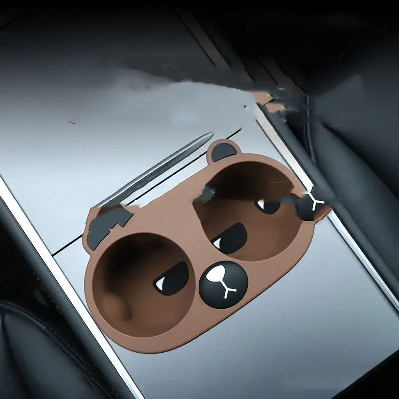 Silicone cup holder limiter for car centre console in grey, tan, and pink colour options