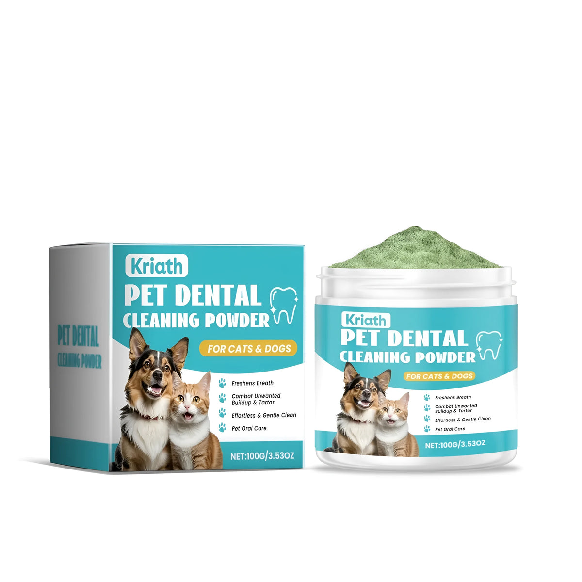 100g pet dental cleaning powder pack for dogs and cats with mint extract and green tea powder