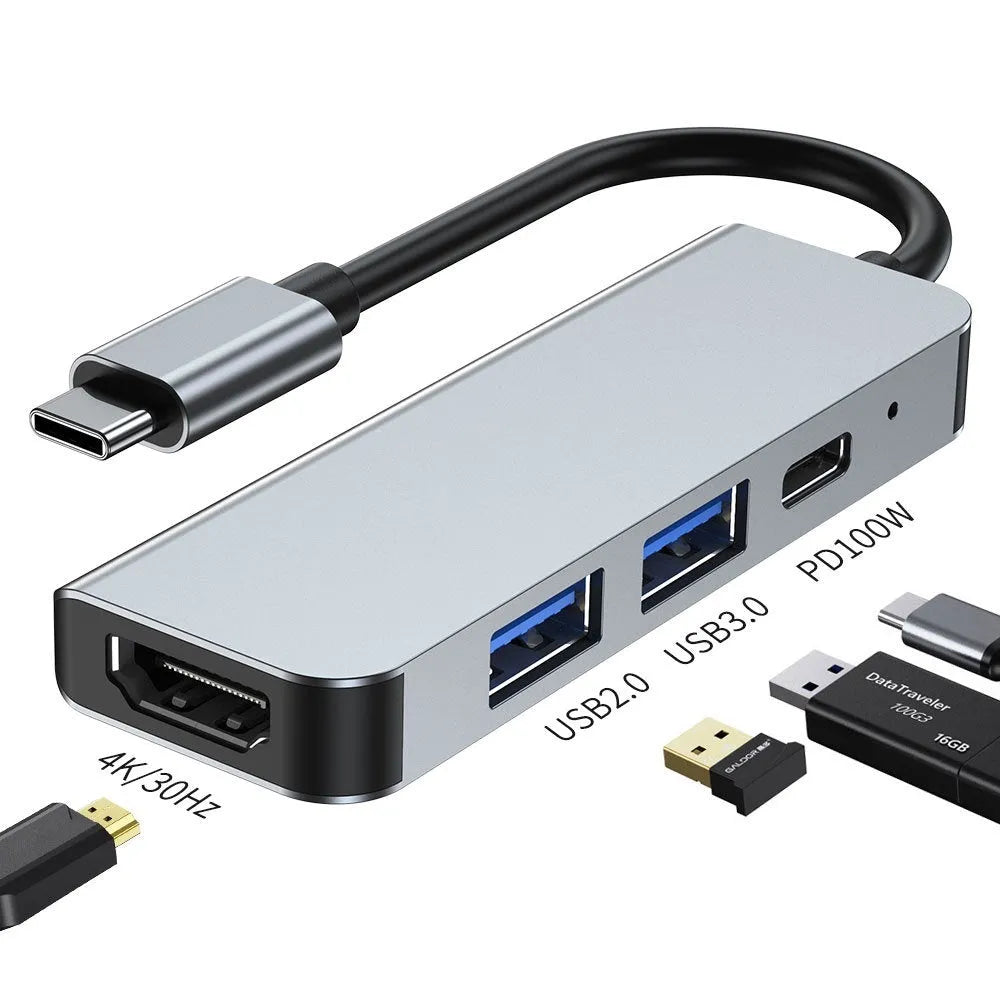Portable USB-C expansion dock for notebook and tablet with compact 13.5cm design