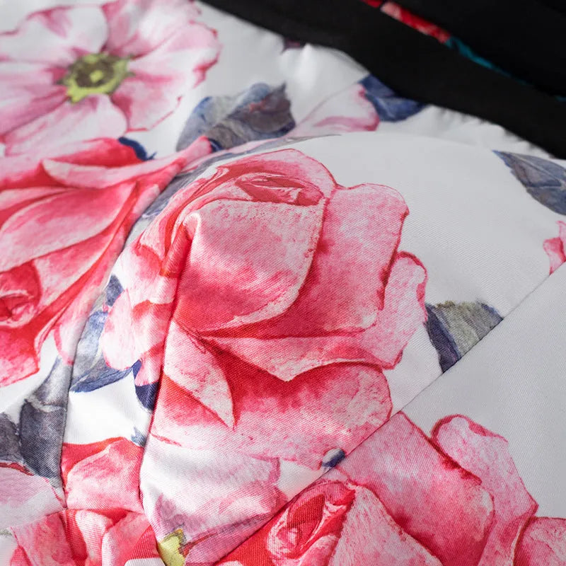 Men's printed ice silk underwear in floral pattern showing mid-waist design