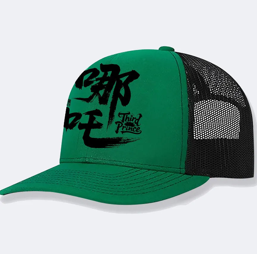 Men's white adjustable snapback baseball cap with a curved peak, shown from a side angle.
